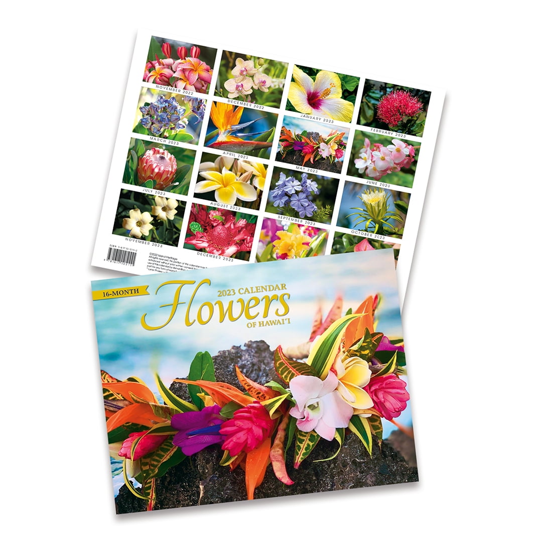 16 Month Trade 2023 Calendar November 2022 February 2024 Flowers of Hawaii 