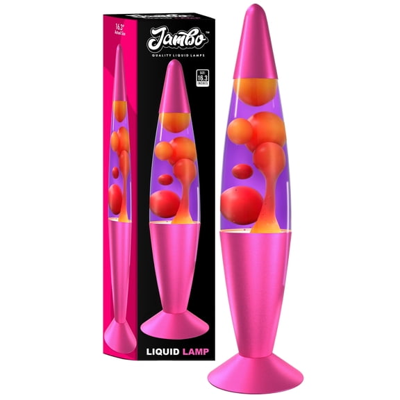 16" Motion Wax Lamp with Pink Base/Purple Liquid Yellow Wax