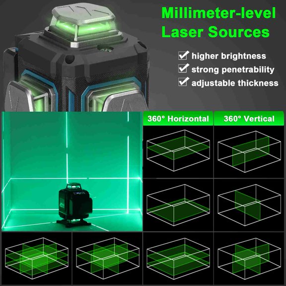 16 Multifunctional 16 Lines Level 3 Self Leveling Machine Rechargeable Battery Leveling Tool