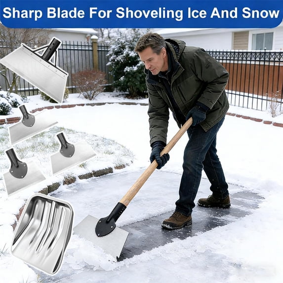 16" Multipurpose Farm Tool Outdoor Snow Shovel for Car Mud Grain Mulch Cleaning, Heavy Duty Winter Emergency Shovel for Outdoor Work, Gardening and Seasonal Tasks, HAODEJW, Silver