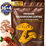 16 Mushroom Organic Mushroom Coffee Instant Coffee Blend, 30 Servings, Arabica Instant Coffee with Lions Mane, Reishi, Chaga Mushroom Powder, Low Acid Organic Coffee Mix