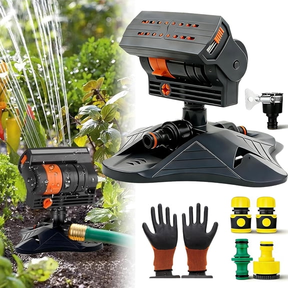 16-Nozzle Oscillating Sprinkler with Dual-Zone Sprinkler Water Timer, 360° 16-Hole Automatic Rocking Sprinkler, Turbo Orbit Mist Sprinklers System for Garden (Standard, Sprinklers)