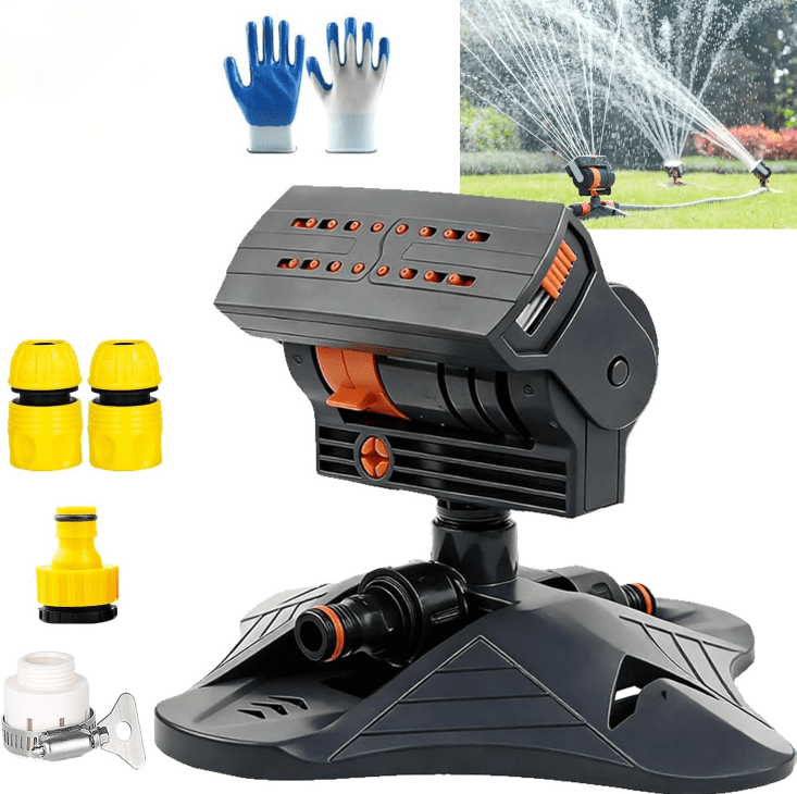 16-Nozzle Oscillating Sprinkler with Dual-Zone Sprinkler Water Timer Adjustable Lawn Sprinkler System Garden Watering Hose Connected Oscillating Lawn Sprinklers for Yard Patio Outdoor(*A)