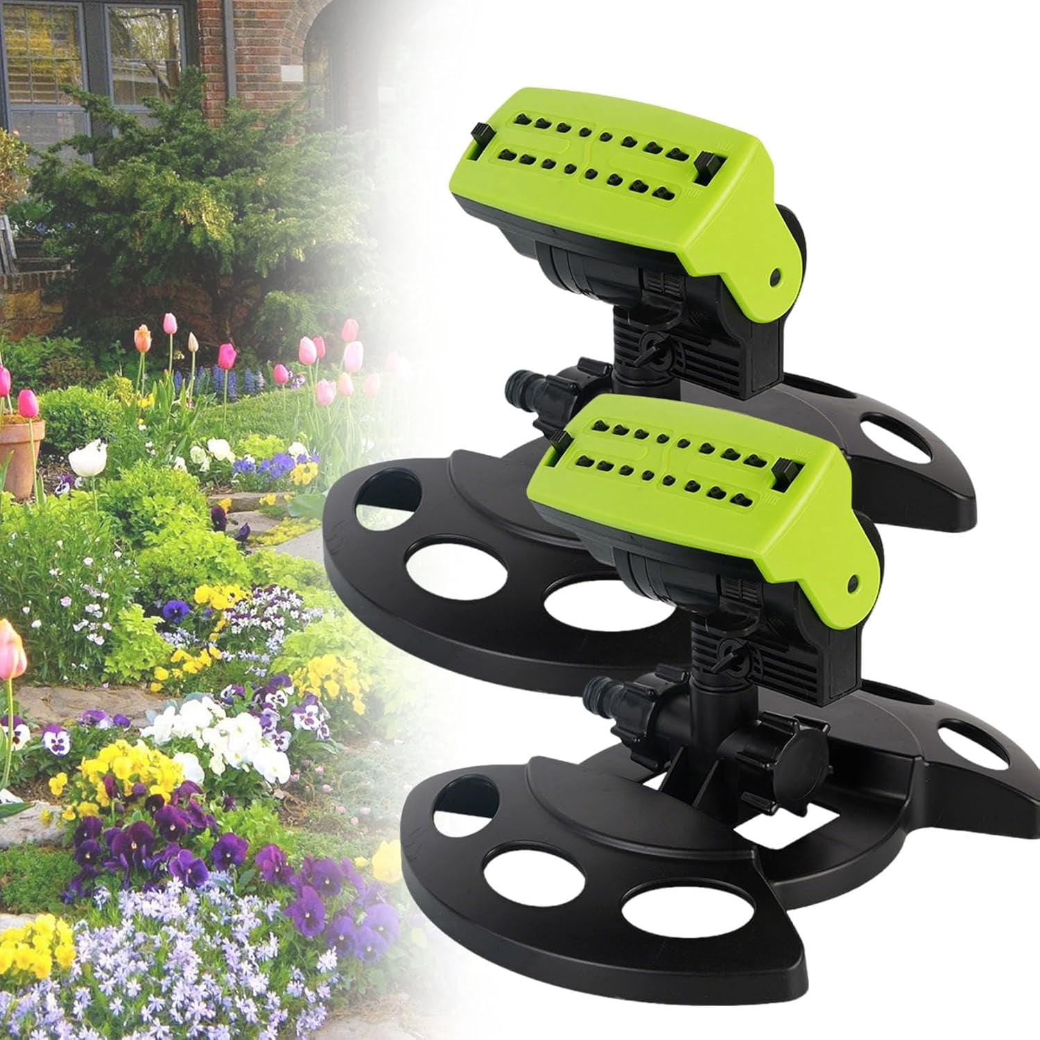 16-Nozzle Oscillating Sprinkler, Rotary Sprinkler Heads for Lawn, Mini Turbo Oscillating Water Sprinklers, for Garden Watering (2Green)