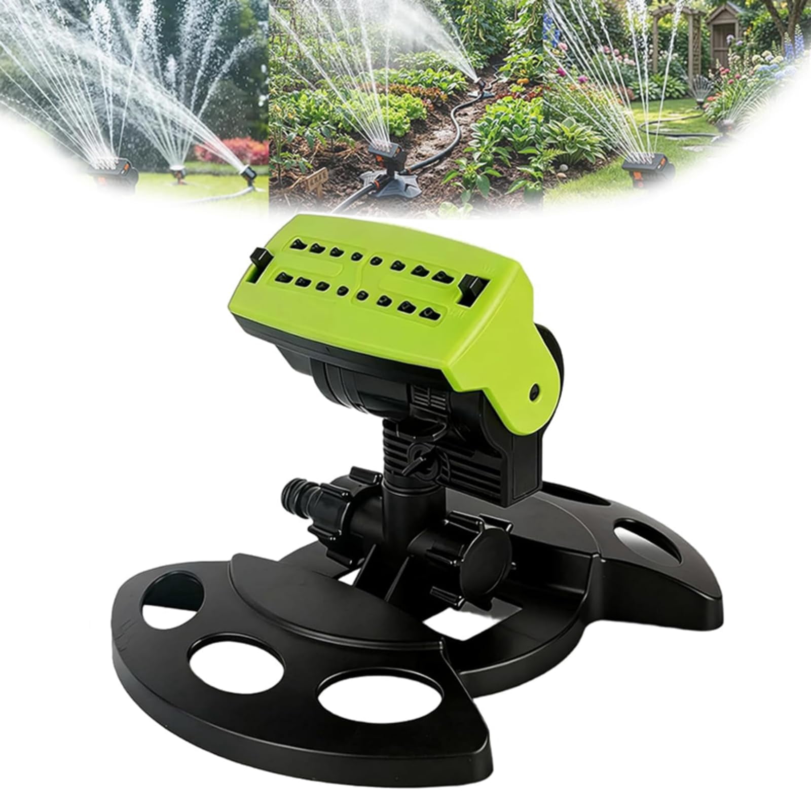 16-Nozzle Oscillating Sprinkler with Dual-Zone Sprinkler Water Timer, Adjustable Mini Turbo Lawn Sprinkler for Yard & Garden Watering