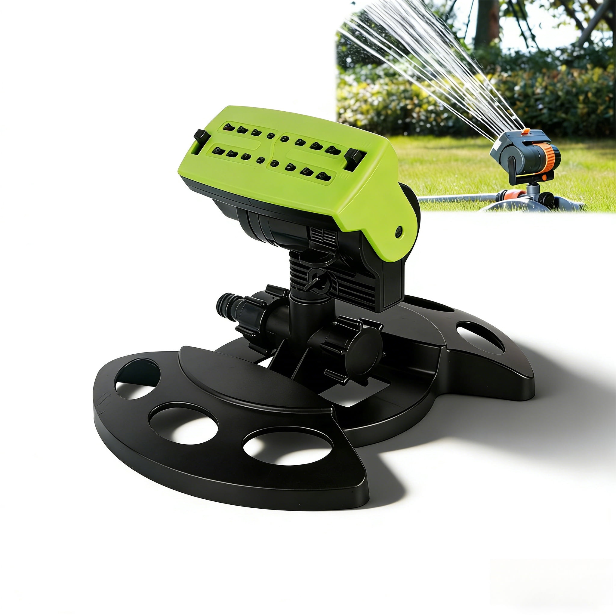 16-Nozzle Oscillating Sprinkler with Dual-Zone Water Timer, 2026 Upgraded Mini Turbo for Lawn Yard Garden Watering