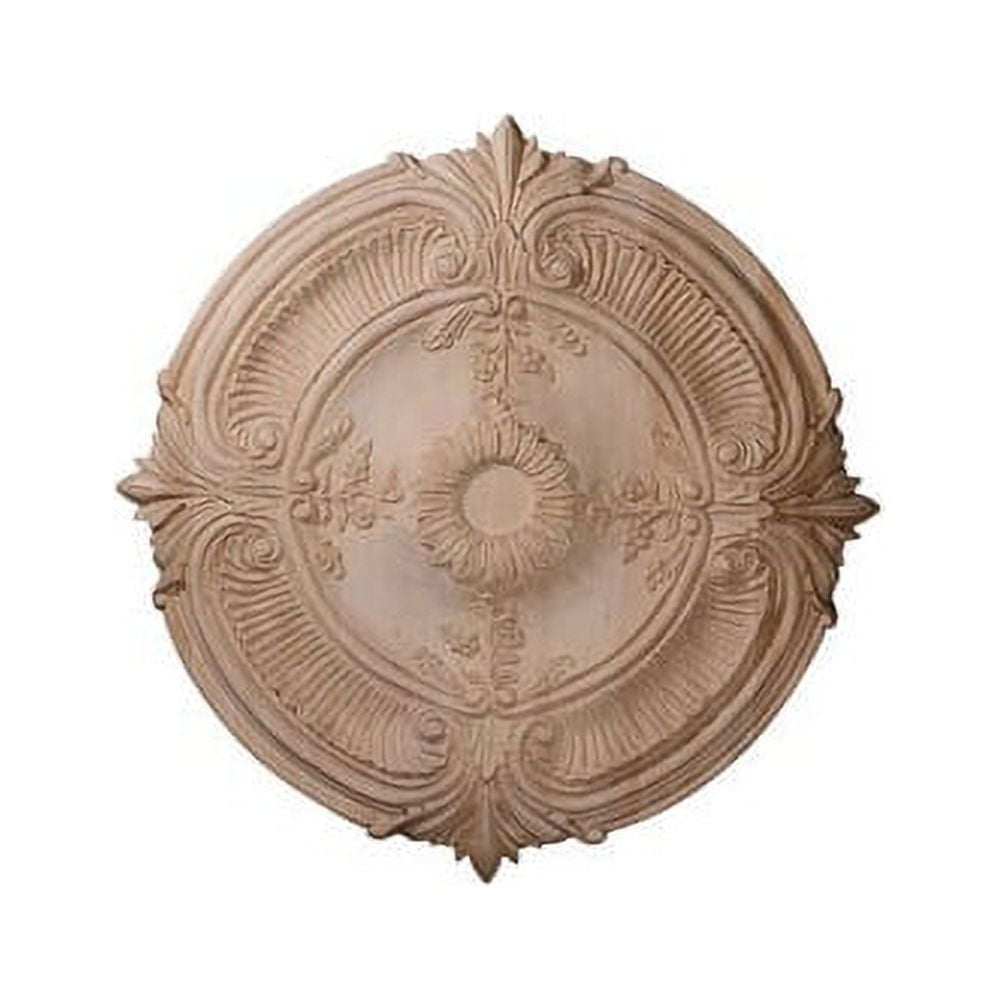 Hand-Carved Red Oak Acanthus Leaf Wood Ceiling Medallion, 16" Diameter