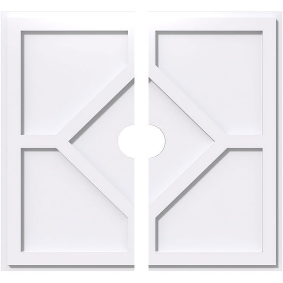 16"OD x 2"ID x 5 1/2"C x 1"P Embry Architectural Grade PVC Contemporary Ceiling Medallion, Two Piece