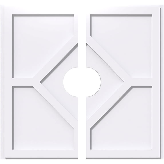 16"OD x 3"ID x 5 1/2"C x 1"P Embry Architectural Grade PVC Contemporary Ceiling Medallion, Two Piece