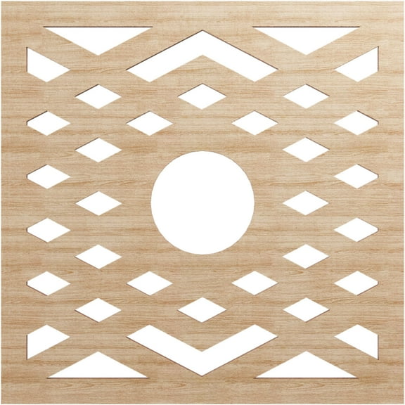 16"OD x 4 1/8"ID x 1/4"T Chevron Wood Fretwork Pierced Ceiling Medallion, Alder