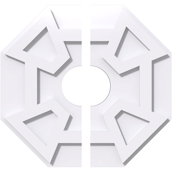 16"OD x 4"ID x 5 1/2"C x 1"P Logan Architectural Grade PVC Contemporary Ceiling Medallion, Two Piece