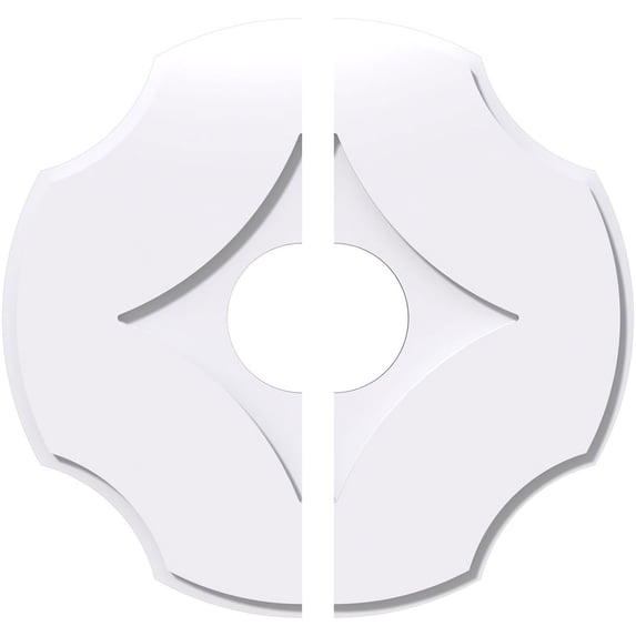 16"OD x 4"ID x 5 1/2"C x 1"P Percival Architectural Grade PVC Contemporary Ceiling Medallion, Two Piece