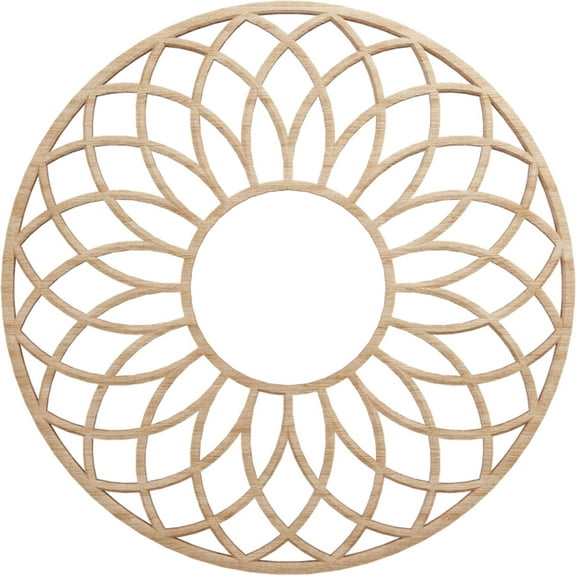 16"OD x 5 1/2"ID x 1/4"T Cannes Wood Fretwork Pierced Ceiling Medallion, Alder