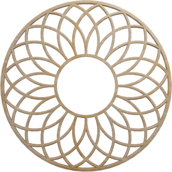 16"OD x 5 1/2"ID x 1/4"T Cannes Wood Fretwork Pierced Ceiling Medallion, Hickory