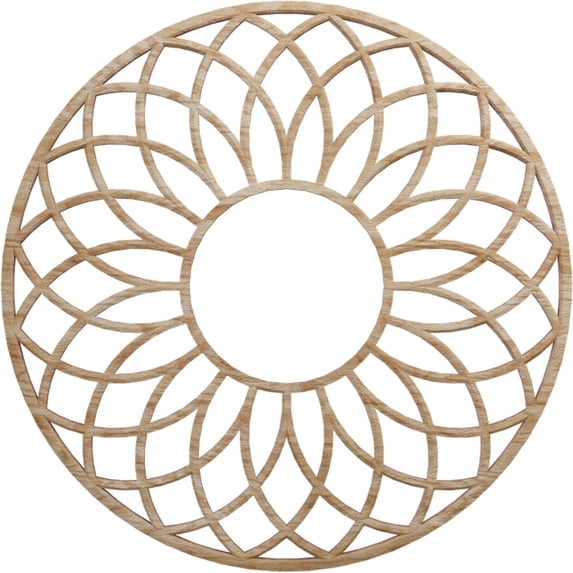 16"OD x 5 1/2"ID x 1/4"T Cannes Wood Fretwork Pierced Ceiling Medallion, Red Oak