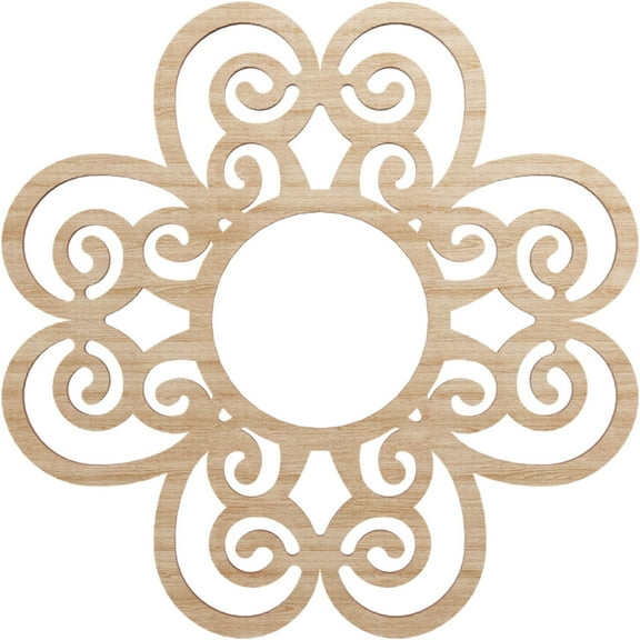 16"OD x 5 1/2"ID x 1/4"T Cohen Wood Fretwork Pierced Ceiling Medallion, Alder