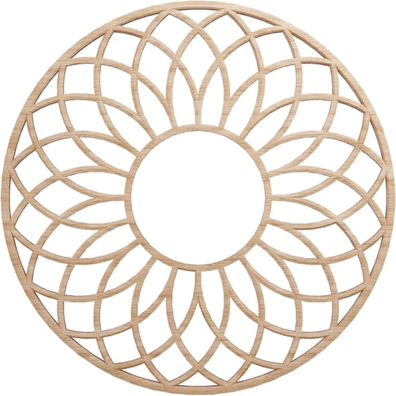 16"OD x 5 1/2"ID x 3/8"T Cannes Wood Fretwork Pierced Ceiling Medallion, Alder