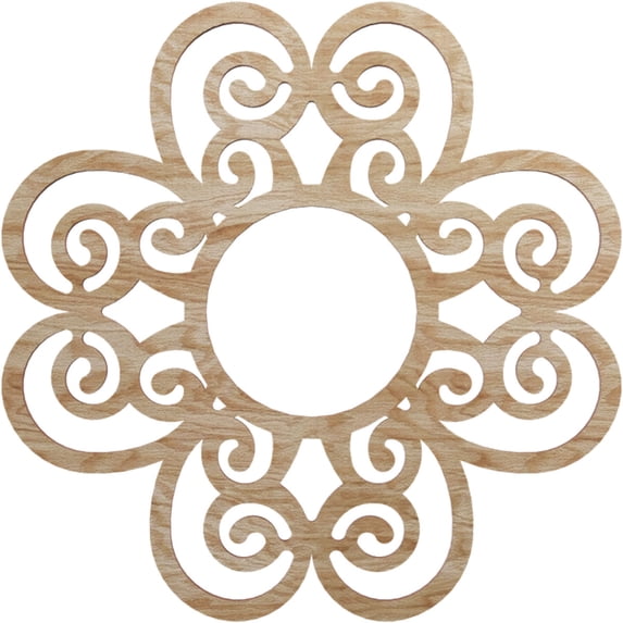 16"OD x 5 1/2"ID x 3/8"T Cohen Wood Fretwork Pierced Ceiling Medallion, Red Oak