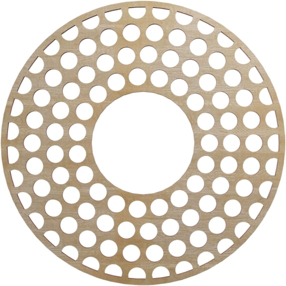 16"OD x 5 3/4"ID x 1/4"T Fink Wood Fretwork Pierced Ceiling Medallion, Hickory