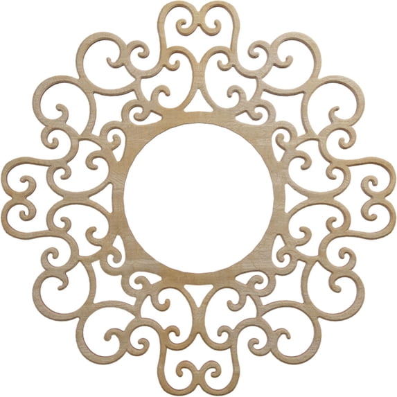 16"OD x 6 1/8"ID x 3/8"T Reims Wood Fretwork Pierced Ceiling Medallion, Hickory
