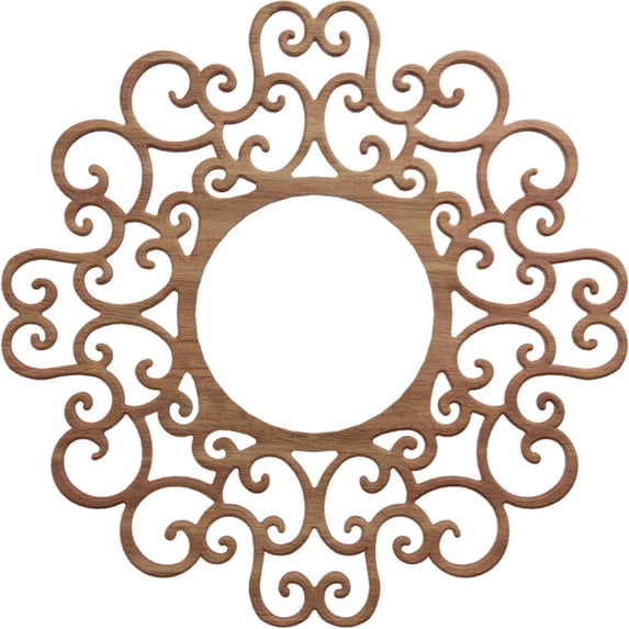 16"OD x 6 1/8"ID x 3/8"T Reims Wood Fretwork Pierced Ceiling Medallion, Walnut