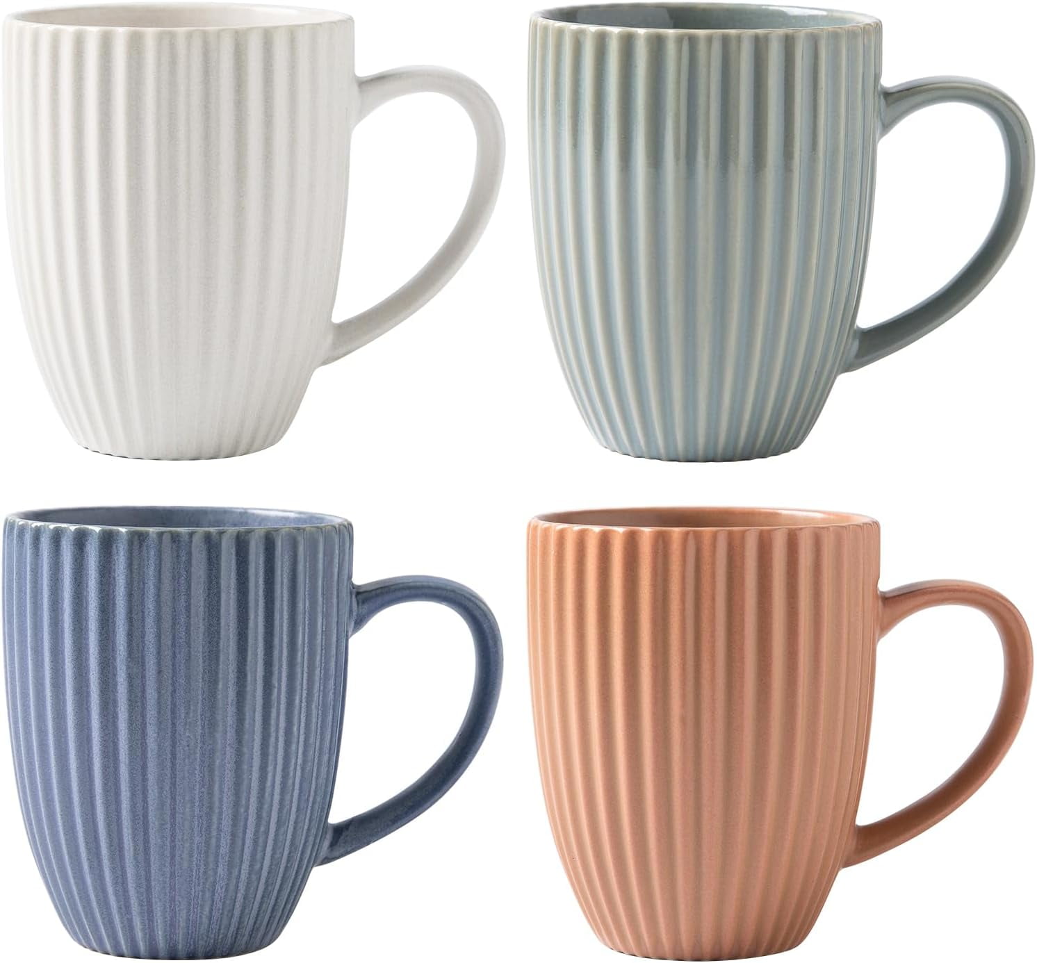 ALOFMO 16oz  Ceramic Coffee Mugs Set of 4 ,Coffee Cups with Handles, Multicolour Cups for Tea Cappuccino Latte, Microwave & Dishwasher Safe for Home Office