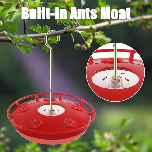 16 OZ Hummingbird Feeders for Outdoor 5 Feeder Ports Ant Bee Proof Leak-Proof Cleaning Brushes Nectar Easy Clean Fill Bird Feeder 1 Pack