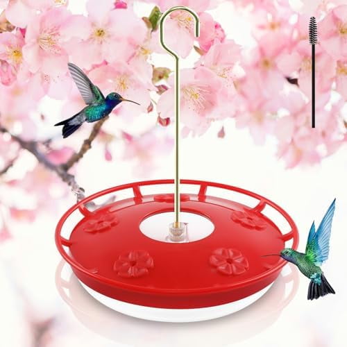 16 OZ Hummingbird Feeders for Outdoor 5 Feeder Ports Ant Bee Proof Leak-Proof Cleaning Brushes Nectar Easy Clean Fill Bird Feeder 1 Pack