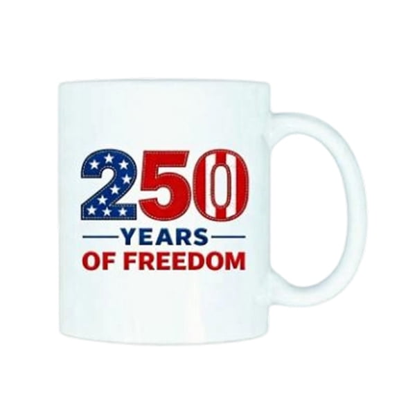 16 OZ USA 250 Years of Freedom Ceramic Coffee Mug, Patriotic American Flag Independence Day Drinking Cup