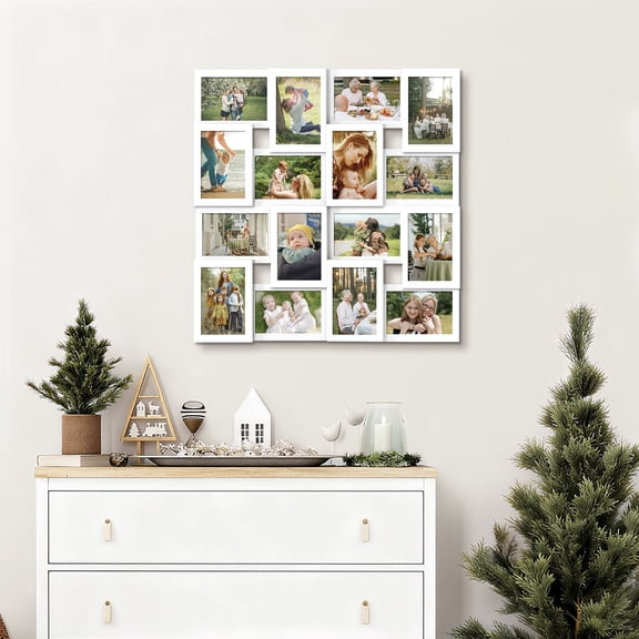 16 Opening Collage Frame for 4x6 Photos, White Wall Hanging Home Decor