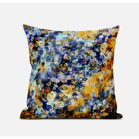 16" Orange Indigo Springtime Suede Throw Pillow