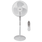 16" Oscillating Stand Fan with Remote Control, White