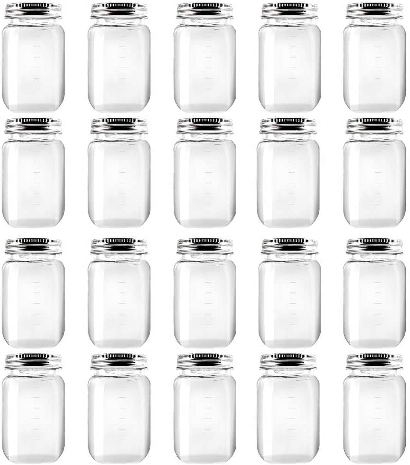16 Ounce Clear Plastic Jars Containers With Screw On Lids - Refillable ...
