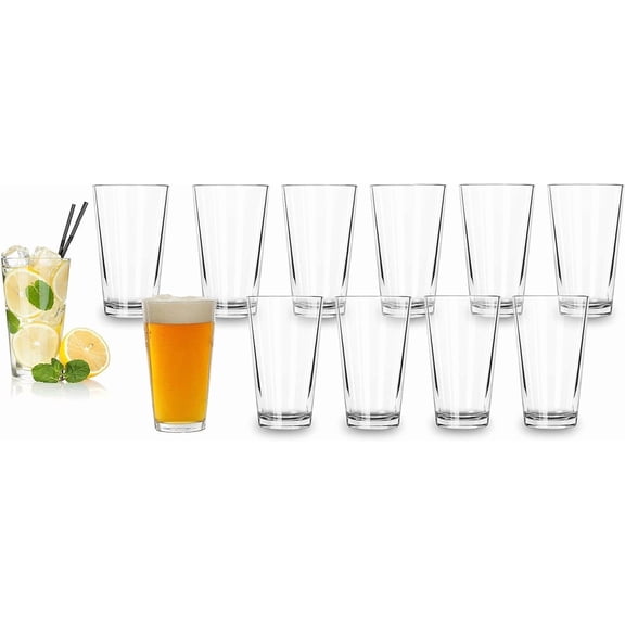 16 Ounce Pint Glasses Set of 12 Highball Cocktail Mixing Glass Bestseling