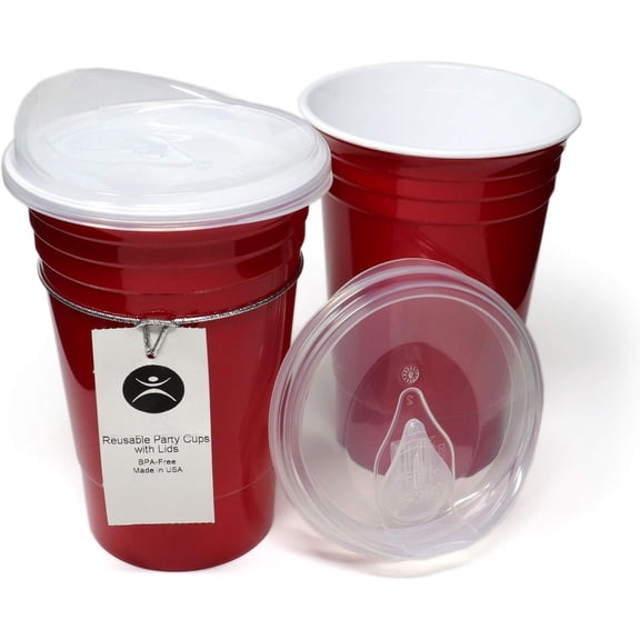 16 Ounce Red Party Cups with  - 2 Pack,