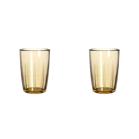 16-Ounce Water Cup Set, 2 Pcs Transparent Brown Tumblers Acrylic Drinking Glasses, Reusable Drinking Cups, Stackable, BPA-Free, Shatter Proof, Dishwasher Safe