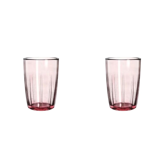 16-Ounce Water Cup Set, 2 Pcs Transparent Pink Tumblers Acrylic Drinking Glasses, Reusable Drinking Cups, Stackable, BPA-Free, Shatter Proof, Dishwasher Safe
