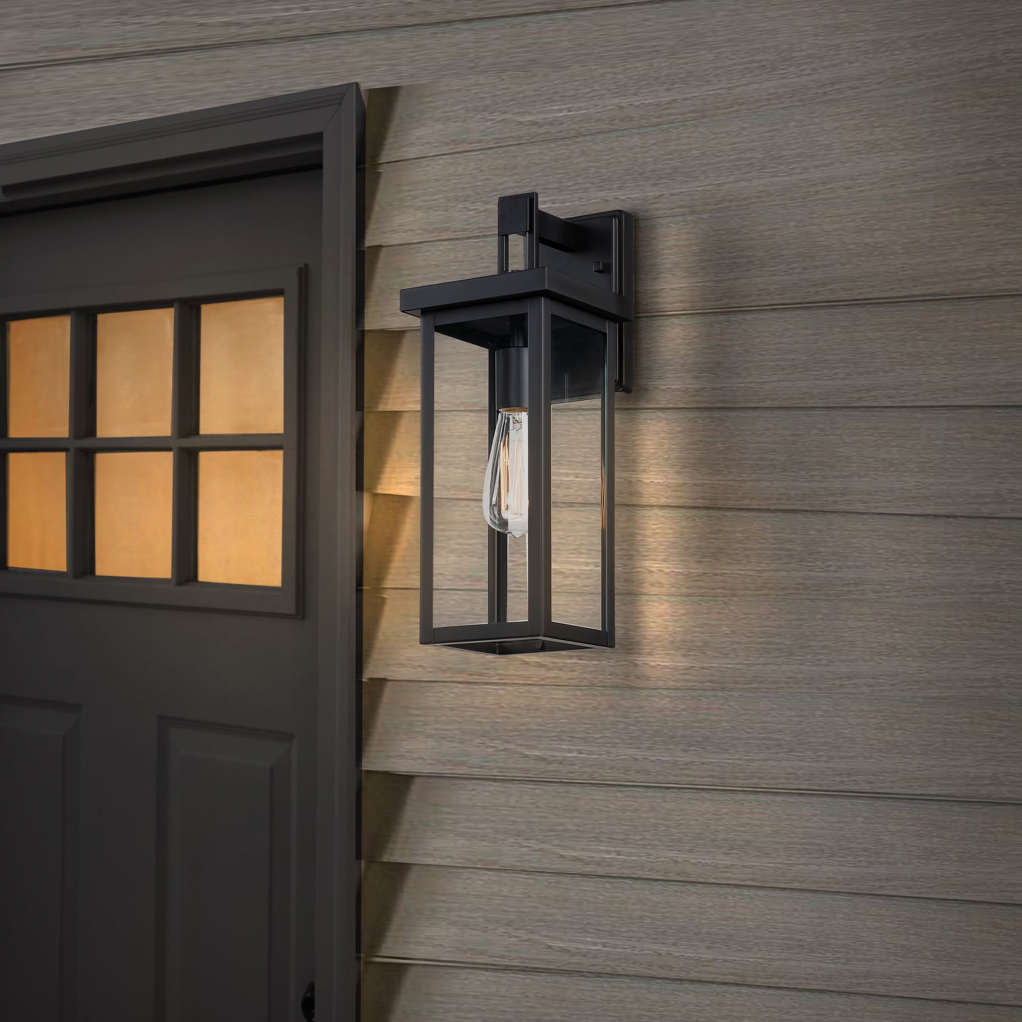 16" Outdoor Wall Light Matte Black Porch Light Fixture for House
