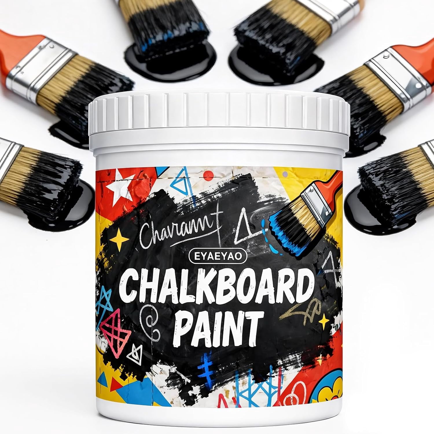 16 Oz Black Chalkboard Paint for Walls - Create Classic DIY Chalkboard Surfaces for Rooms, Kitchen Menu Boards, Restaurants & Classroom Walls with This Chalk Paint (Black, 16 oz)