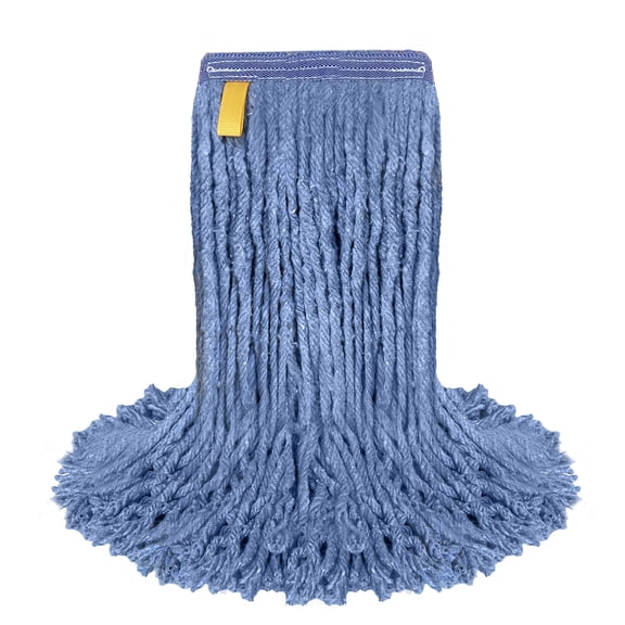 16 Oz Blue Cut-End Blended Mop Head Refill with 1.25-Inch Universal Headband, Wet Mop Head Refills, Blue (Pack of 1)
