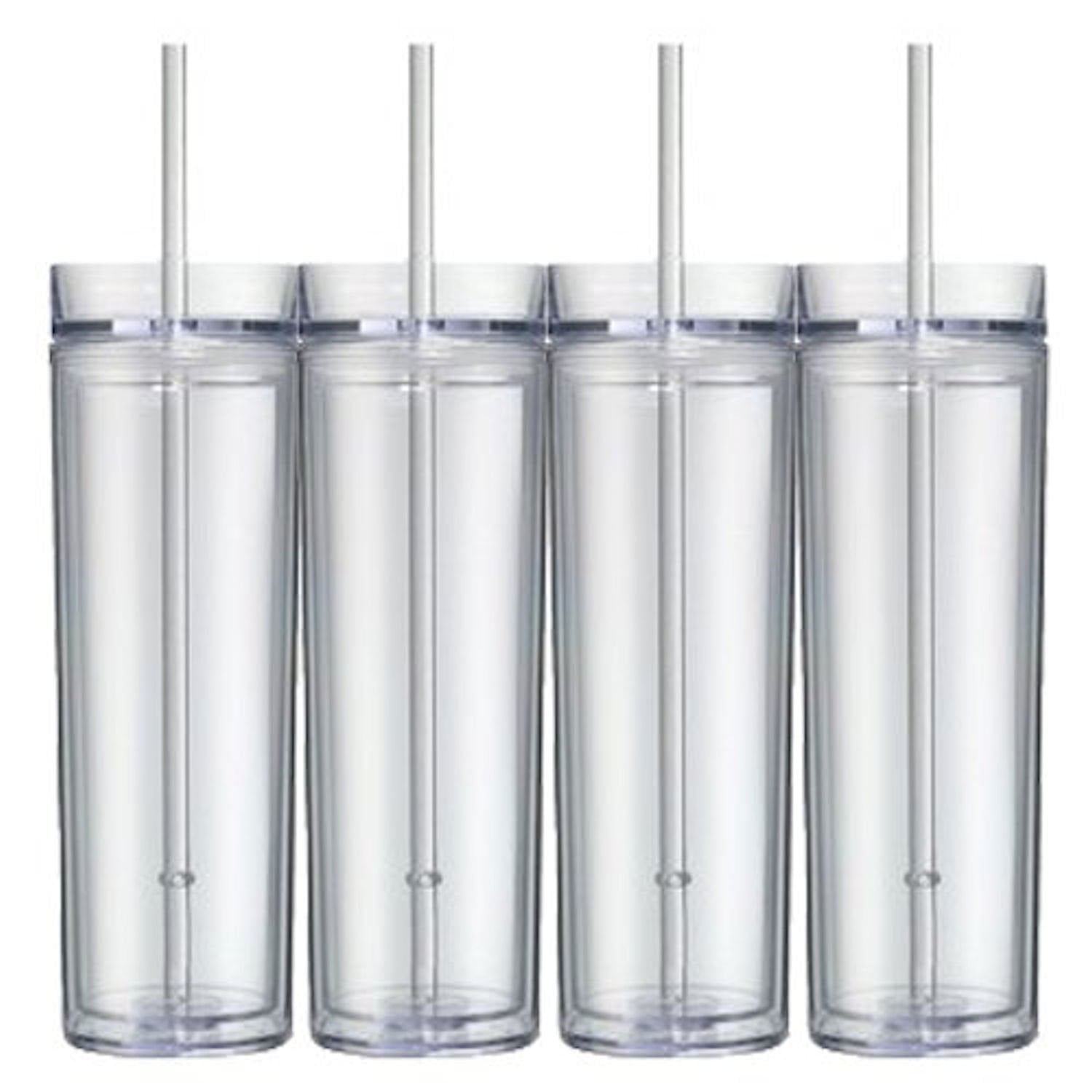 Ezhydrate SKINNY TUMBLERS (4 pack) - BLACK-16oz Matte Pastel Colored  Acrylic Tumblers with Lids and Straws | Double Wall Plastic Tumbler With  Lid