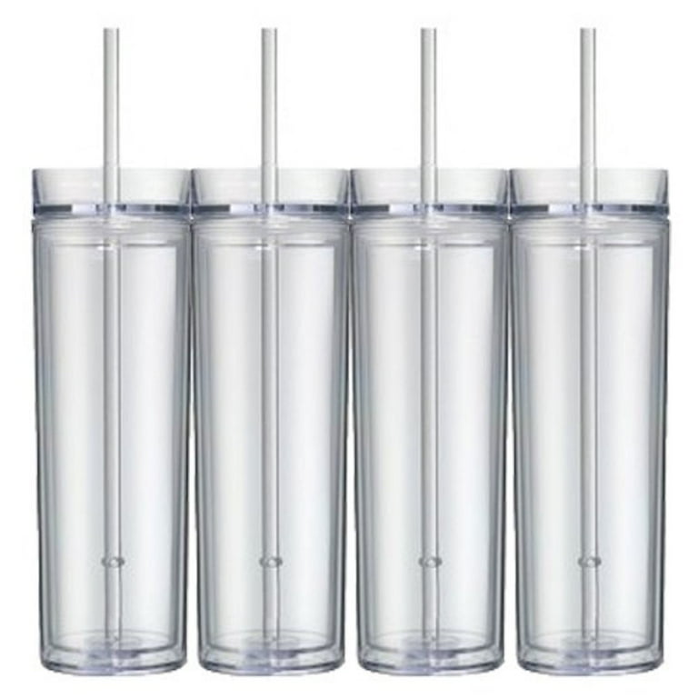 Maars Drinkware Bulk Double Wall Insulated Acrylic Tumblers with Straw and  Lid (Set of 12), 16 oz, Clear