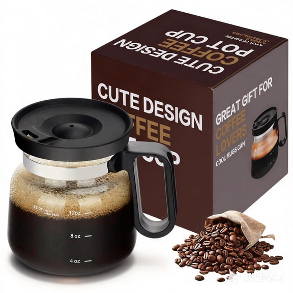 16 Oz Coffee Pot Mug,Leak Proof Glass Coffee Cupwith Spill Proof Lid Heatproof Glass , Large Capacity ideal Gift for Coffee Lovers (1pcs)