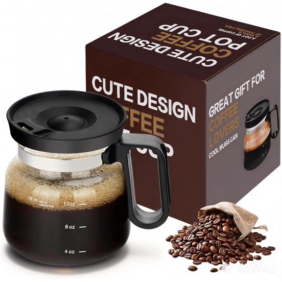 16 Oz Coffee Pot Mug,Mini Cup,with Spill Proof Lid Hetproof Glss Mug Lr Cpcity idel Gift for Lovers (1pcs)
