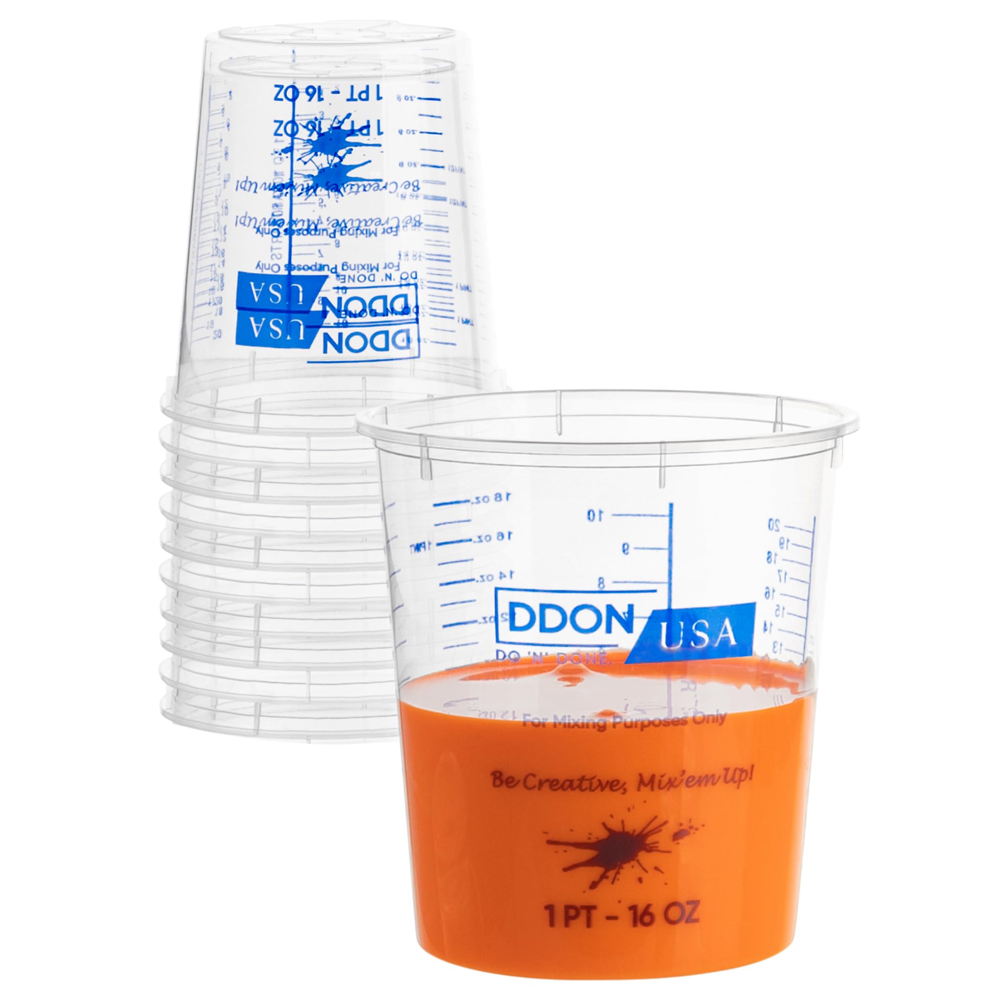 16 Oz Disposable Measuring Cups for Resin, Pack of 10 Clear Graduated