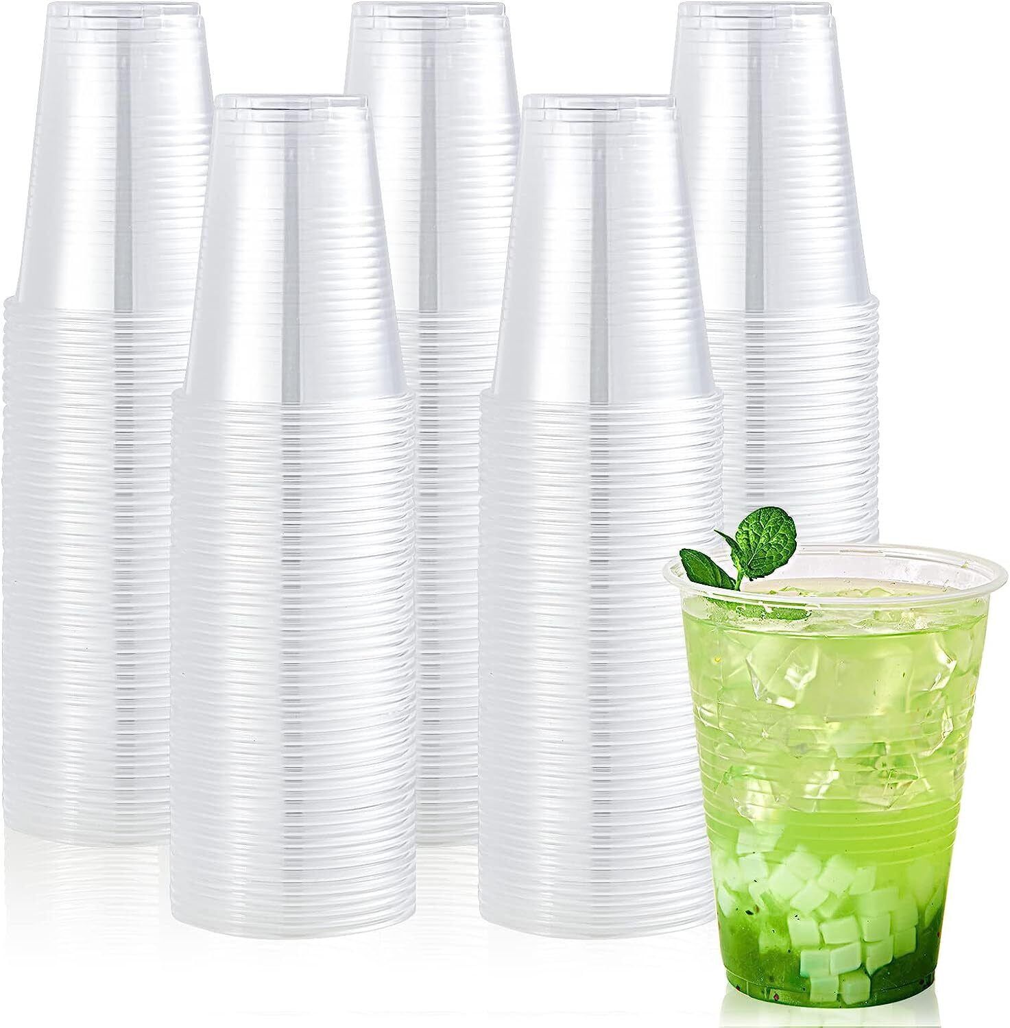 16 Oz Disposable Plastic Cups with Lids and Straws 100 SET Clear Cups BPA  FREE - Walmart.com