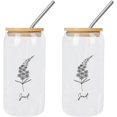 16 Oz Drinking Glasses Custom Birth Flower Drinking Cup With Bamboo Lid