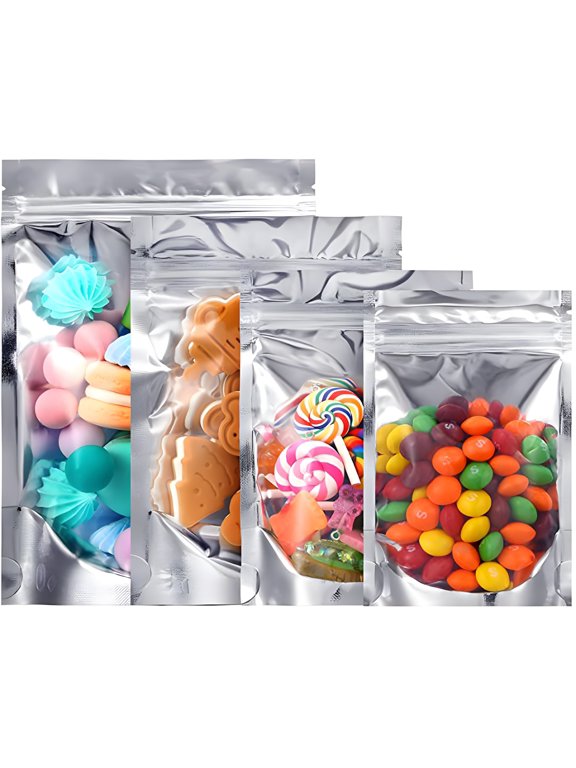 16 Oz Foil Mylar Bag, Zip Lock Pouch Bags 7.75" x 11.75" x 4", 50 PCS Foil Stand-Up Pouches