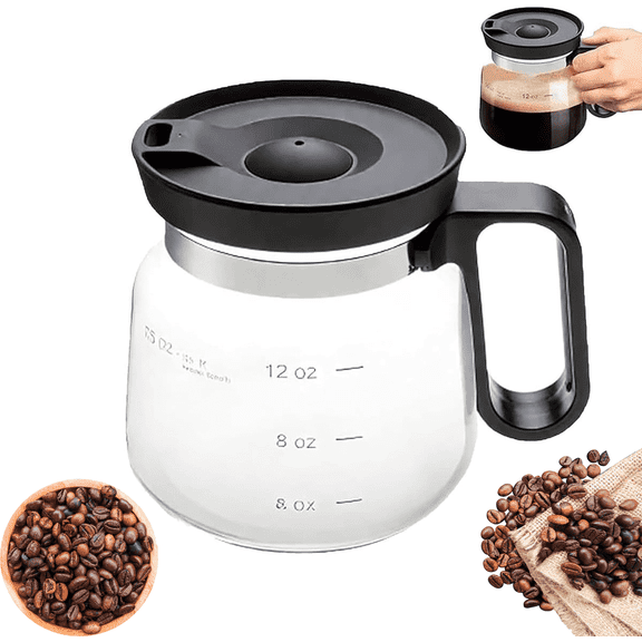 16 Oz Glass Coffee Mug That Looks like a Coffee Pot Style Shape, Mini Heatproof Large Capacity Clear Cup with Travel Lid & Straw for Hot Teas, Hot Chocolate, in Coffee Pot Shape(1PC)