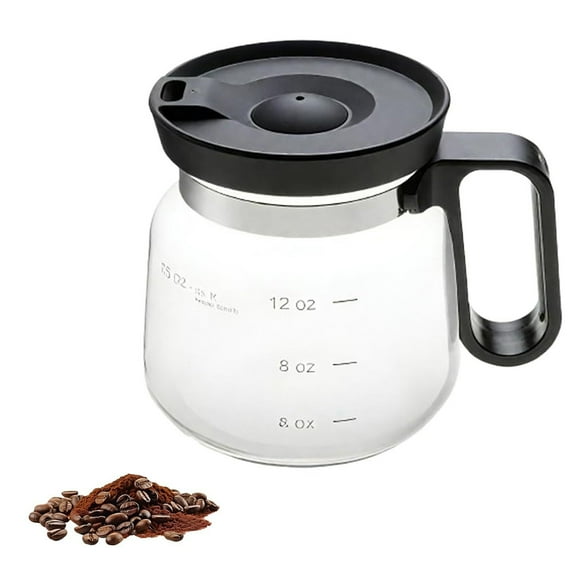 16 Oz Glass Coffee Mug That Looks like a Coffee Pot Style Shape, Mini Heatproof Large Capacity Clear Cup with Travel Lid & Straw for Hot Teas, Hot Chocolate, Office Desk Gift